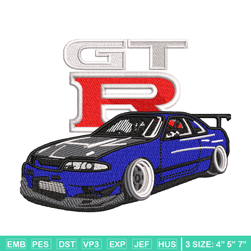 GTR blu car logo embroidery design, GTR blu car embroidery, logo design, Embroidery file, logo shirt, Instant download.jpg