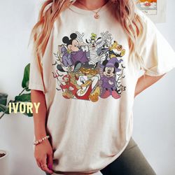 retro spooky mickey and friends comfort colors shirt, mickey boo halloween shirt, pumpkin mickey, disney spooky shirt,di