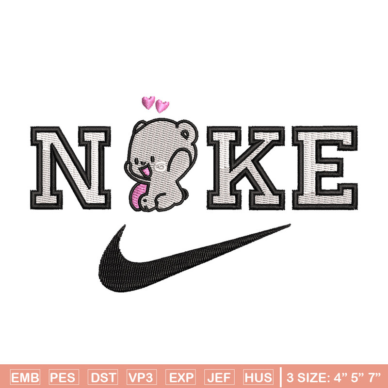 Nike x bear cute embroidery design, Bear embroidery, Nike design, Embroidery shirt, Embroidery file, Digital download.jpg