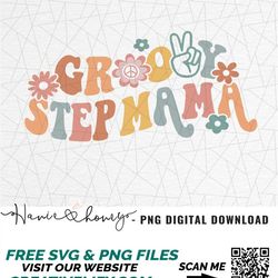 Groovy Step Mama Png - Groovy Step Mama Shirt - Groovy Step Mama Design - Retro Step Mama Png - Matching Shirt Png - Gro