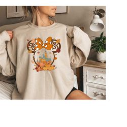 fall minnie ear sweatshirt,fall mickey ear,disney fall couple tee, halloween disney ear shirt, mickey autumn tee, disney