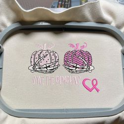 Breast Cancer Awareness Embroidery Machine Design, Skeleton Pumpkin Embroidery Design, Halloween Spooky Embroidery Design