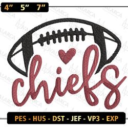 Chiefs Football Logo Embroidery Design, NFL Kansas City Chiefs Football Logo Embroidery Design, Famous Football Team Embroidery Design, Football Embroidery Design, Pes, Dst, Jef, Files