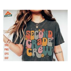 second grade crew svg, 2nd grade teacher, first day of school svg, groovy teacher shirt, back to school svg, second grad