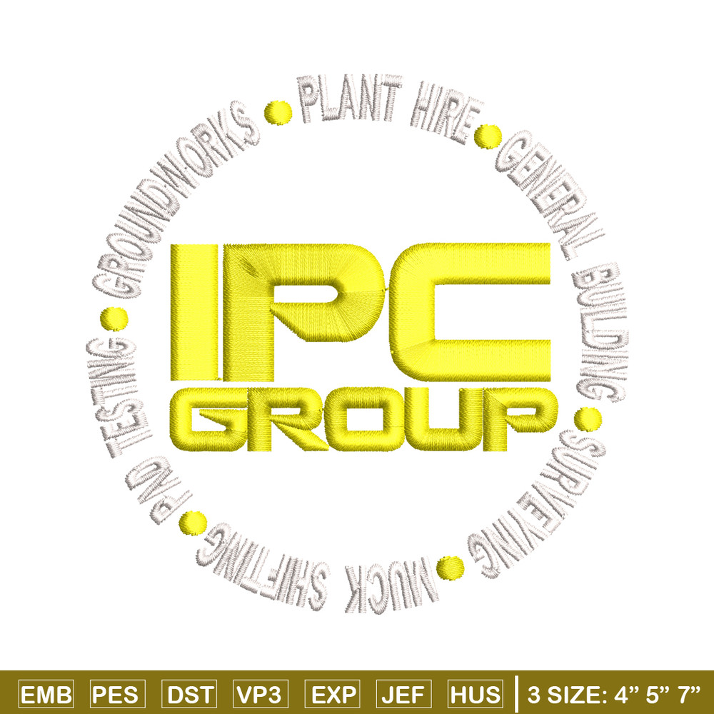 IPC Group logo embroidery design, IPC Group embroidery, logo design, logo shirt, Embroidery file, Instant download.jpg