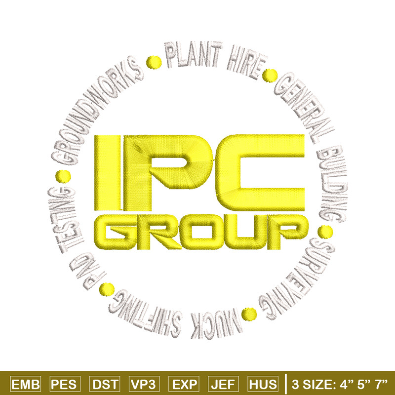 IPC Group logo embroidery design, IPC Group embroidery, logo design, logo shirt, Embroidery file, Instant download.jpg
