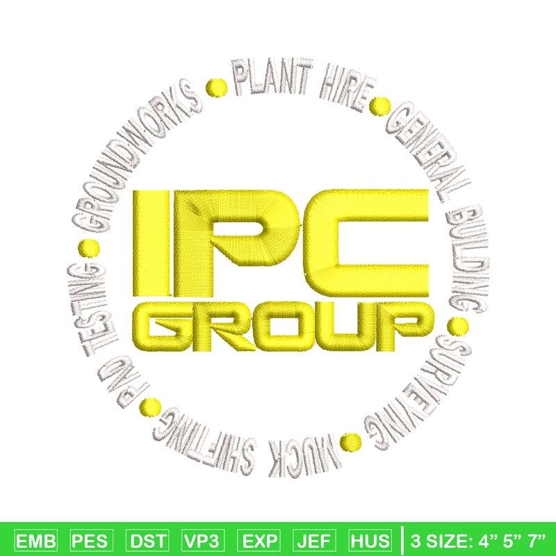 IPC Group logo embroidery design, IPC Group embroidery, logo design, logo shirt, Embroidery file, Instant download.jpg