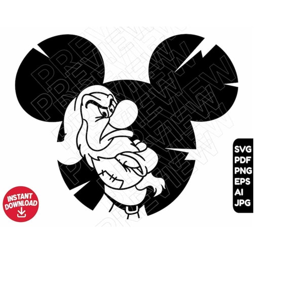 Grumpy SVG png clipart , cut file outline silhouette - Inspire Uplift