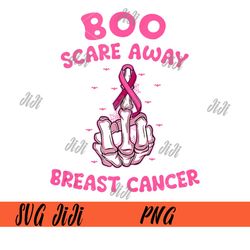 Boo Scare Away Breast Cancer PNG, Breast Cancer Halloween PNG, Ribbon Breast Cancer SVG