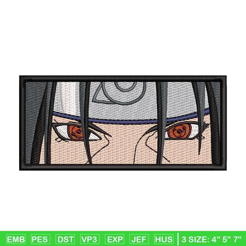 Itachi Rectangle embroidery design, Naruto embroidery, anime design, embroidery file, anime shirt, Digital download.jpg
