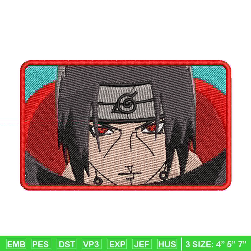 Itachi rectangle embroidery design, Naruto embroidery, logo design, anime design, anime shirt, Digital download.jpg