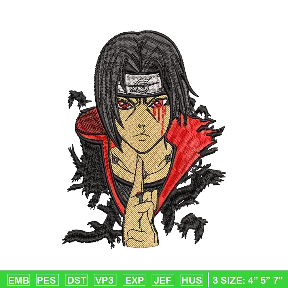 Itachi Uchiha crow embroidery design, Naruto embroidery, embroidery file, anime design, anime shirt, Digital download.jpg