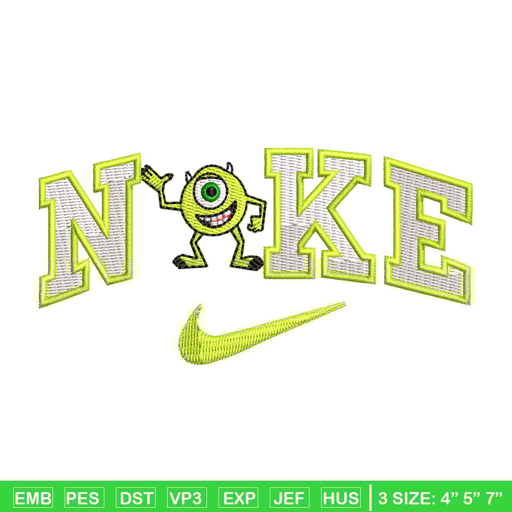 Nike x mike embroidery design, Disney embroidery, Nike design, Embroidery shirt, Embroidery file, Digital download.jpg