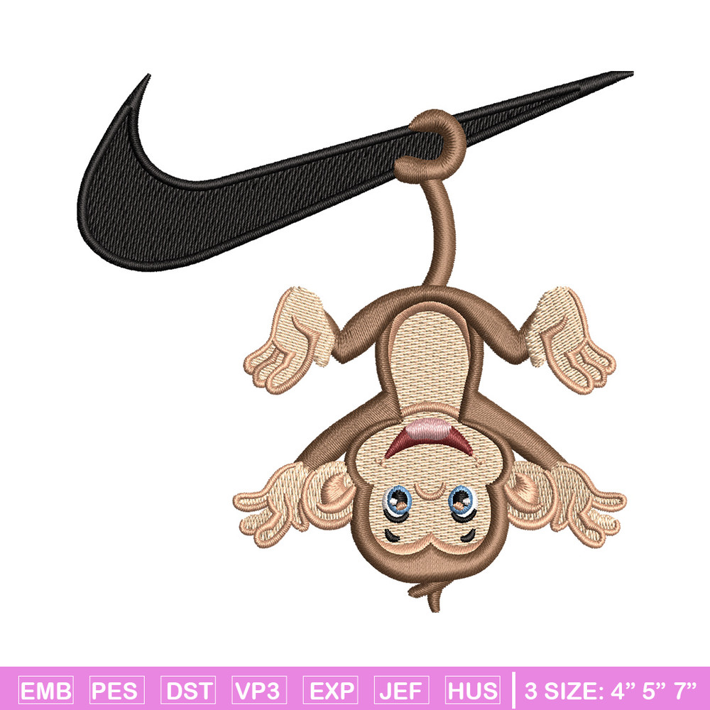 Nike x monkey embroidery design, Monkey embroidery, Nike design, Embroidery shirt, Embroidery file, Digital download.jpg