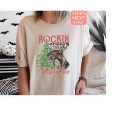 rocking around the christmas tree shirt, christmas shirts, retro christmas western shirt, cowboy christmas sweatshirt, c