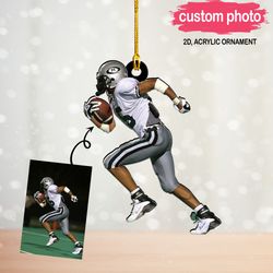 American Football Custom Photo Ornament, Football Christmas Ornament