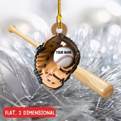 Baseball 2D Christmas Ornament, Ornament Gift For Baseball Lover