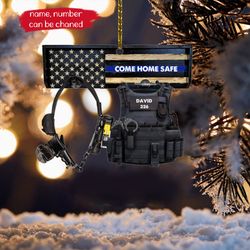 Come Home Safe Personalized Christmas Ornament, Polices Uniform Flat Ornament