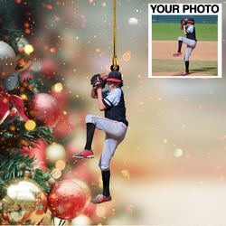 Custom Baseball Photo Ornament, Custom Any Photo Christmas Ornament