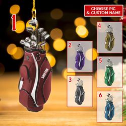 Golf Bag Christmas Ornament for Golf Players, Custom Name Color Golf Bag Ornament for Dad Husband Boyfriend