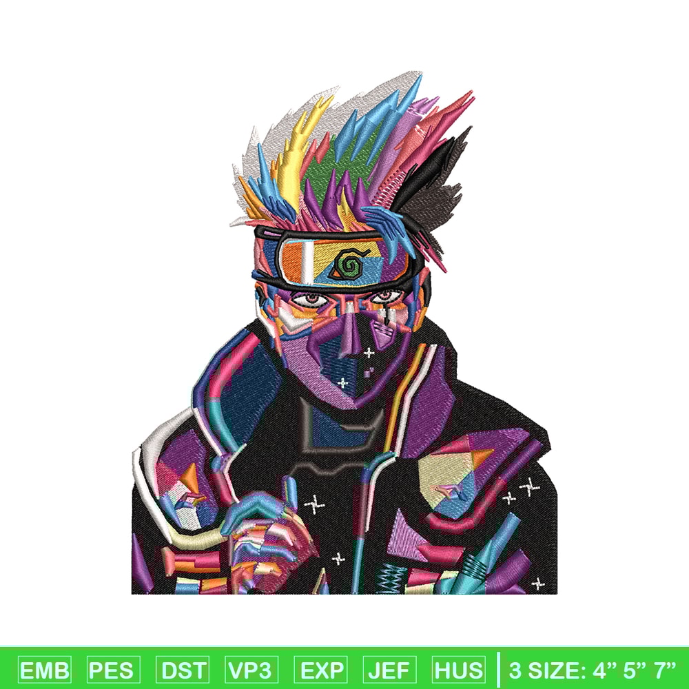 Kakashi color embroidery design, Naruto embroidery, logo design, Embroidery shirt, anime shirt, Instant download.jpg