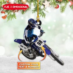 Motocross 2D Christmas Ornament, Motorcycle Dirt Bike Rider