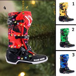 motocross shoes with christmas light, personalized flat ornament