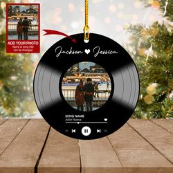 Personalized Christmas Vinyl Ornament, Custom Photo Name And Song Ornament