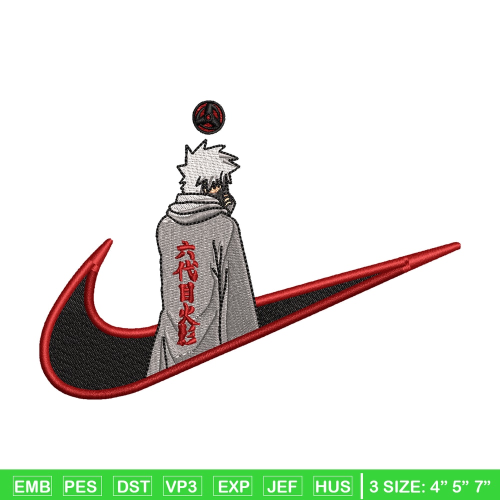 Kakashi Hatake 6 Nike embroidery design, Naruto embroidery, nike design, anime design, anime shirt, Digital download.jpg