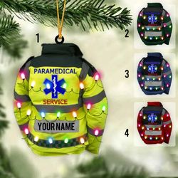 Personalized Paramedic Uniform Christmas Flat Ornament, EMT Ornament