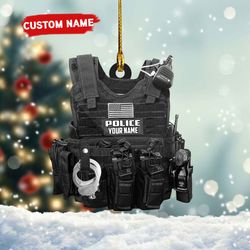 Personalized Police Vest Shape Ornament, Custom Police Vest Bulletproof Jacket Christmas Ornament