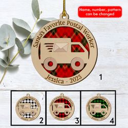 Postal Worker Wooden Ornament, Personalized Postal Ornament