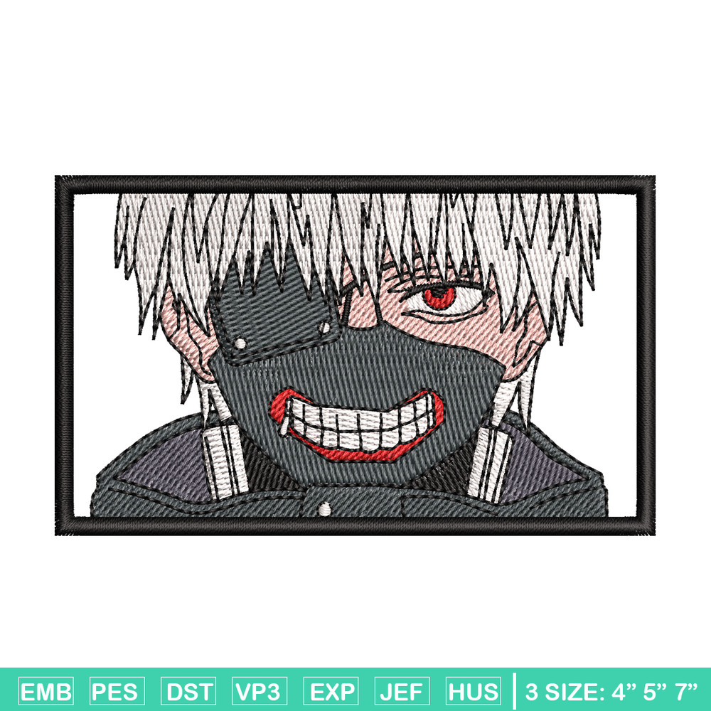 Ken kaneki embroidery design, Tokyo Ghoul embroidery, anime design, embroidery file, anime shirt, Digital download.jpg