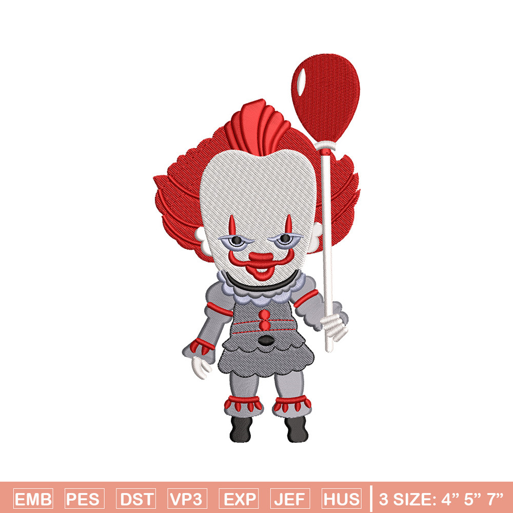 Pennywise chibi embroidery design, Horror embroidery, Embroidery file,Embroidery shirt, Emb design, Digital download.jpg