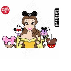 belle svg princess snacks the beauty and the beast dxf png clipart , cut file layered by color