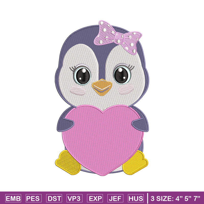Penguin love embroidery design, Penguin embroidery, Embroidery file, Embroidery shirt, Emb design, Digital download.jpg