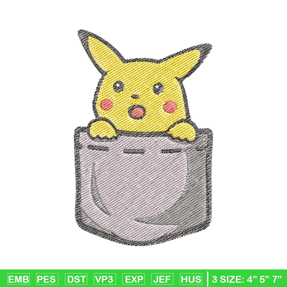 Pikachu bag embroidery design, Pokemon embroidery, Anime design, Embroidery file, Digital download, Embroidery shirt.jpg