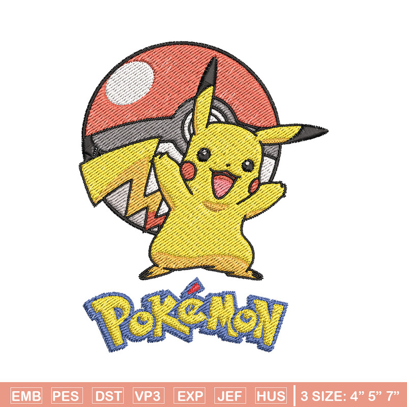 Pikachu embroidery design, Pokemon embroidery, Anime design, Embroidery shirt, Embroidery file, Digital download (2).jpg