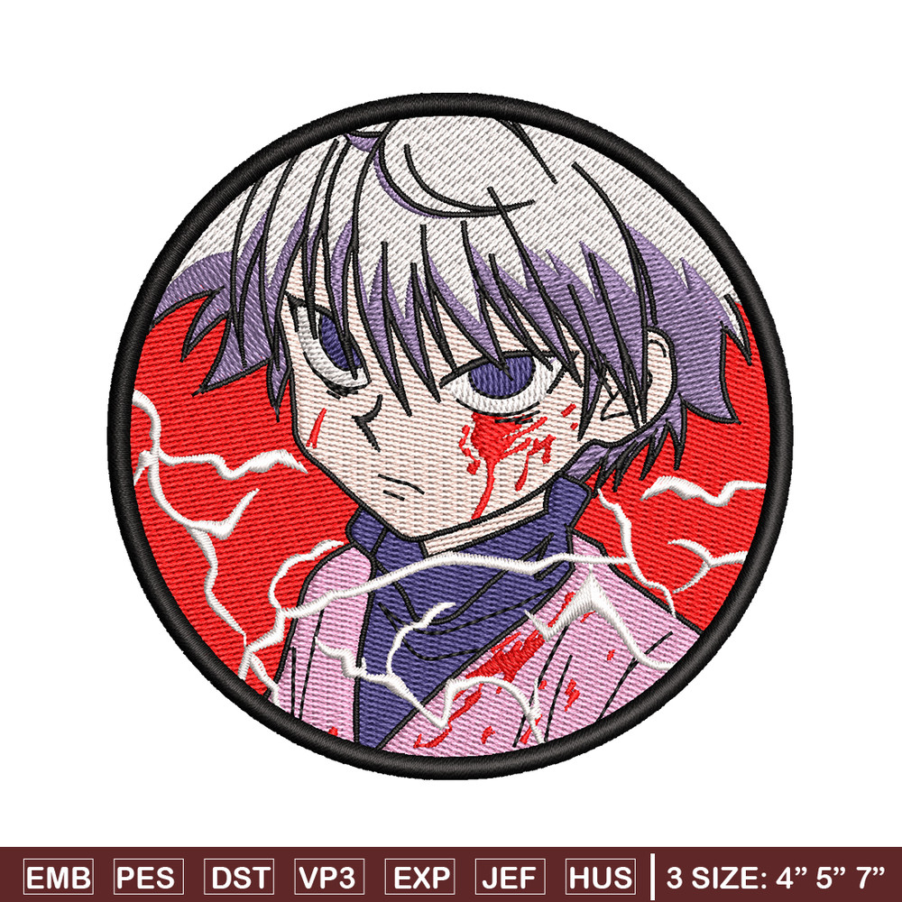 Kilua Round Patch embroidery design, Naruto embroidery, anime design, embroidery file, anime shirt, Digital download.jpg