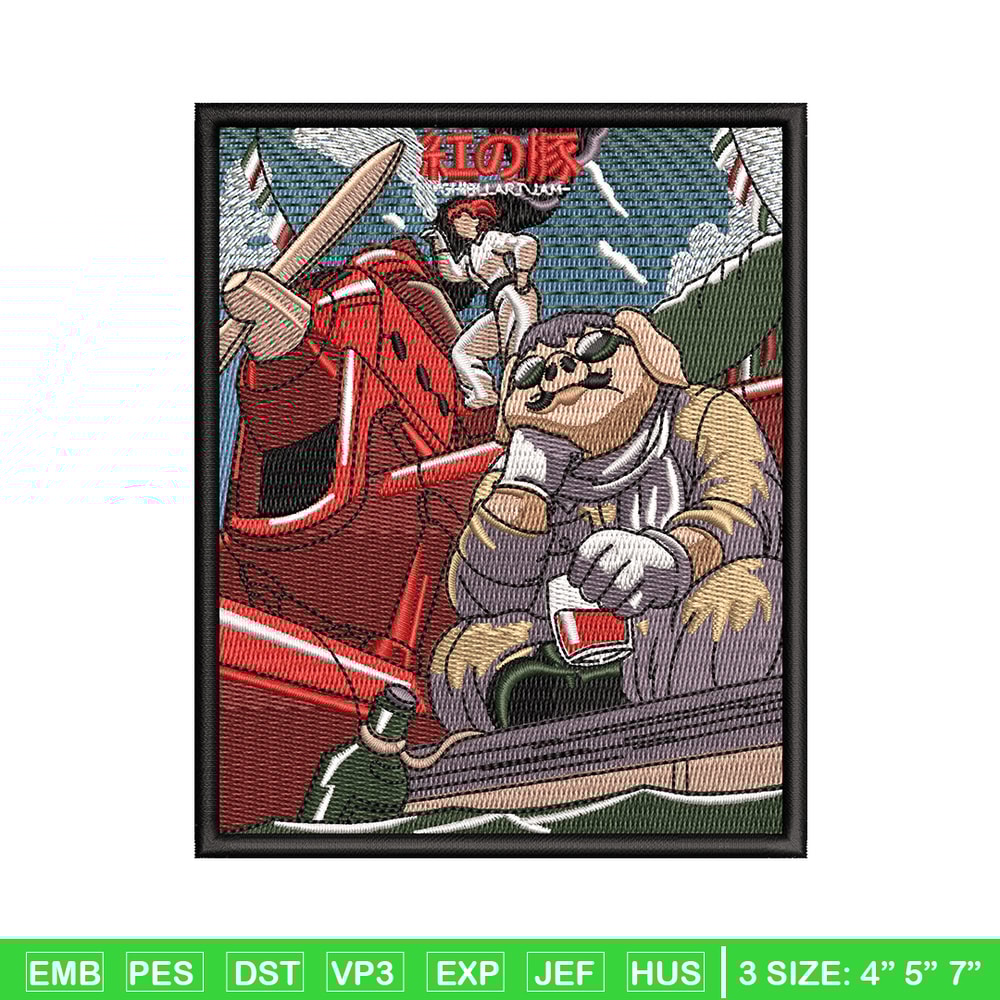 Porco Rosso embroidery design, Ghibli embroidery, Anime design, Embroidery shirt, Embroidery file, Digital download.jpg