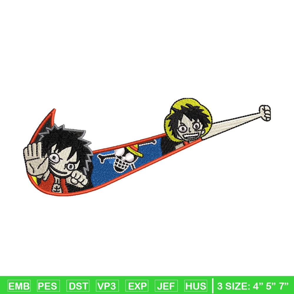 Luffy Funny Nike embroidery design, One Piece embroidery, logo design, anime shirt, Embroidery shirt, Instant download.jpg