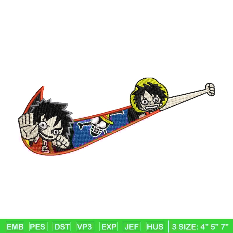 Luffy Funny Nike embroidery design, One Piece embroidery, logo design, anime shirt, Embroidery shirt, Instant download.jpg
