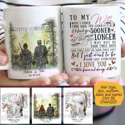 191224301ads001 deer hunting camo couple mug customized hair skin mug, personalized valentine&8217s day gift