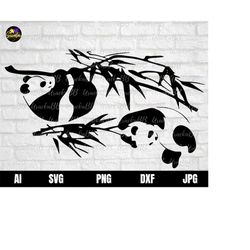 panda bamboo svg, bamboo bear svg, panda clipart svg, panda silhouette, bamboo panda svg cricut cut file svg, png, ai, d