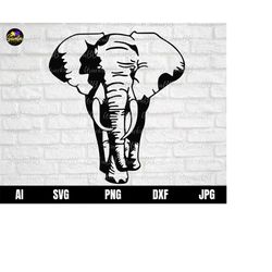 elephant face, elephant head svg, elephant face svg, african animals svg, elephant outline svg, cut files for silhouette
