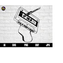 vintage cassette tape svg, cassette tape tshirt svg, retro tape svg, cassette 80's tape png instant download, svg, png,