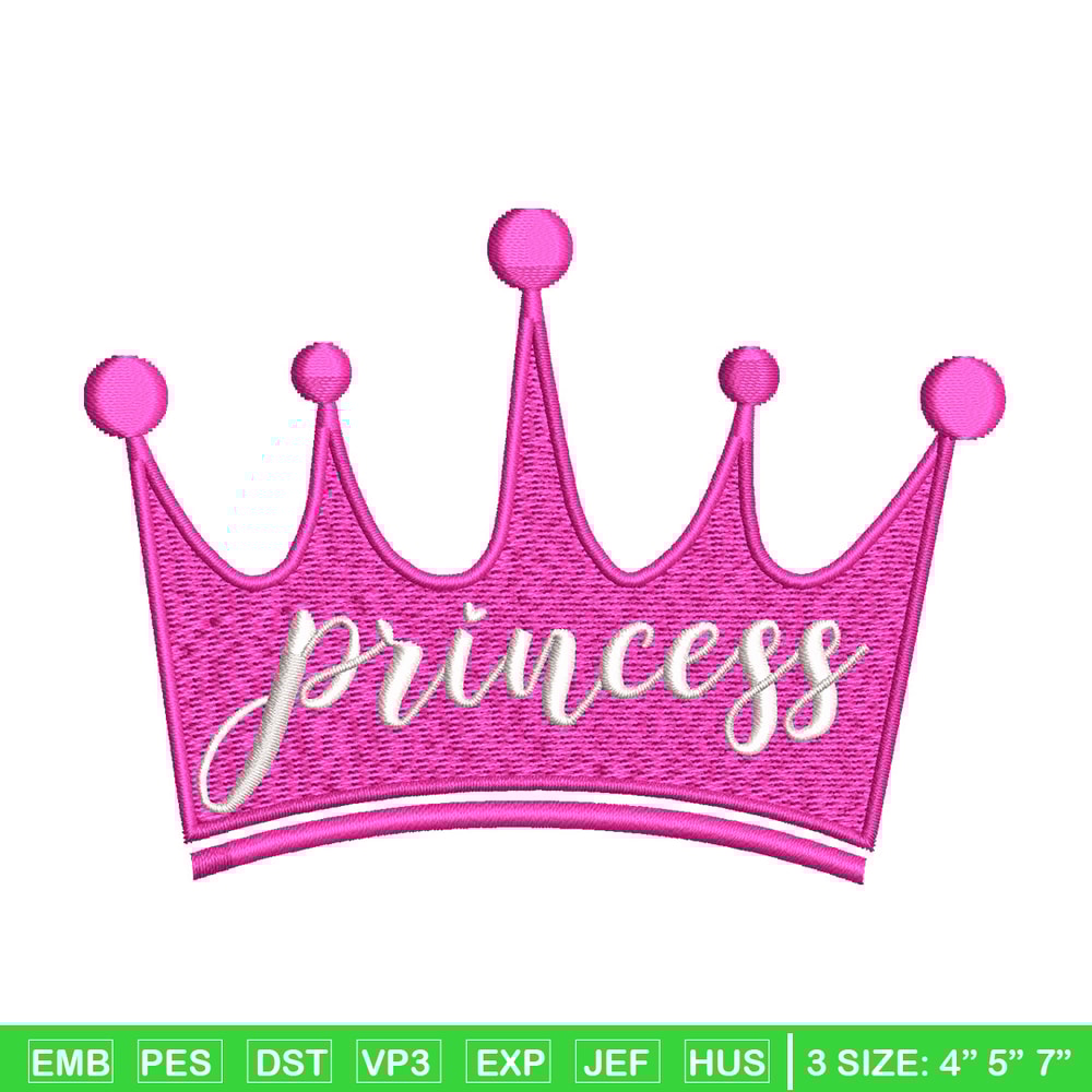Princess crown embroidery design, Princess embroidery, Emb design, Embroidery shirt, Embroidery file, Digital download.jpg