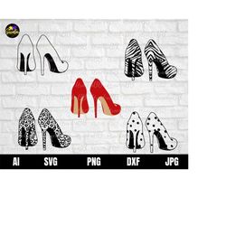 high heel shoe svg, high heel svg, high heel shoes svg, woman shoes svg, leopard heel svg, high heel shoe set svg, clipa