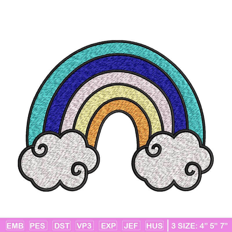 Rainbown cute embroidery design, Rainbown embroidery, Embroidery file, Embroidery shirt, Emb design, Digital download.jpg