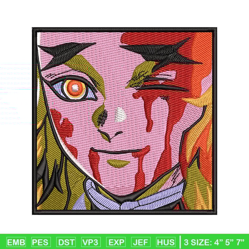 Rengoku face embroidery design, Rengoku embroidery, Anime design, Embroidery shirt, Embroidery file, Digital download.jpg
